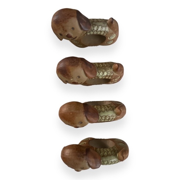 Puppy Dog Ceramic Napkin Ring Holder Set of Four Made in Japan Pottery Stoneware - Picture 5 of 8